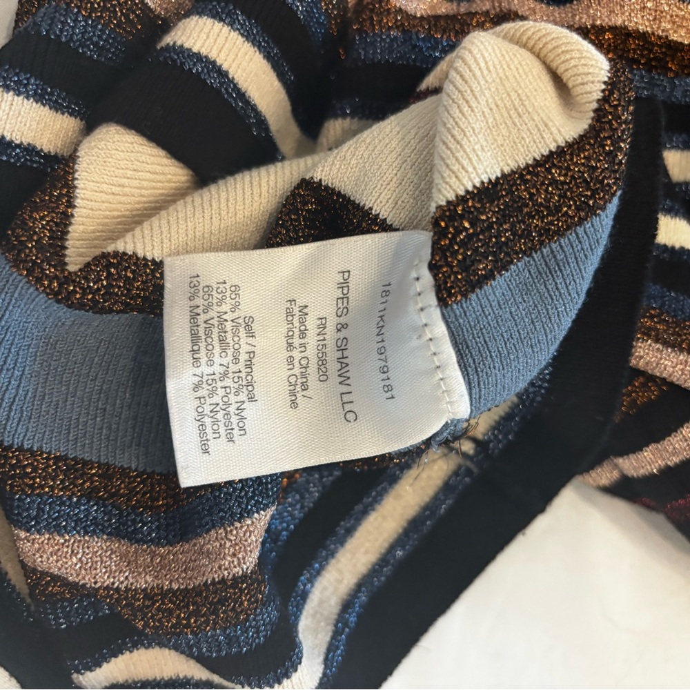 Veronica Beard Striped Crewneck Sweater in Navy, Light Blue, Rust & Cream - Picture 13 of 13